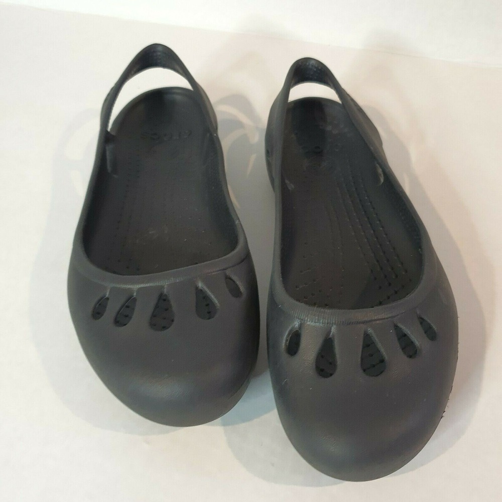 Crocs Slingback Ballet Flats Size 9 Black Sandals Slip on Malindi Kadee 6 Cutout